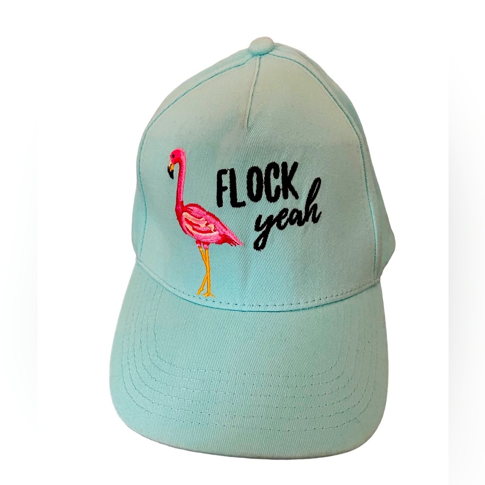 Flock yeah teal and pink flamingo hat